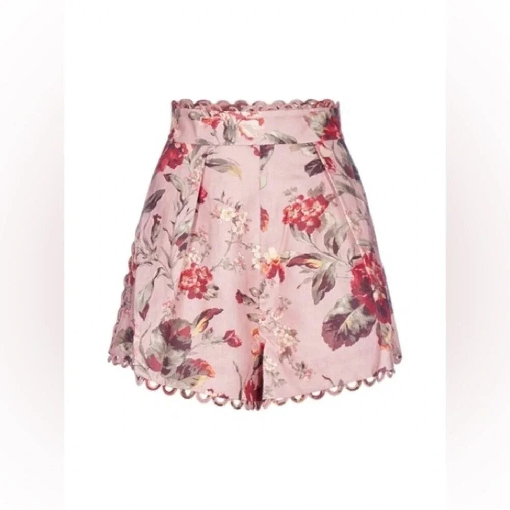 ZIMMERMANN Cassia scallop shorts in floral musk size 1